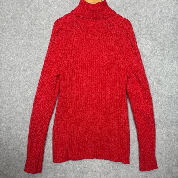 Sundance Toasty Dimensions Ribbed Turtleneck Sweater-Red-Women Size Small - Picture 5 of 5